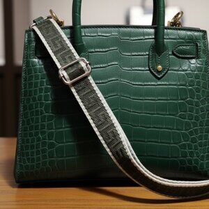 Greek Key Army Green Crossbody Guitar Strap